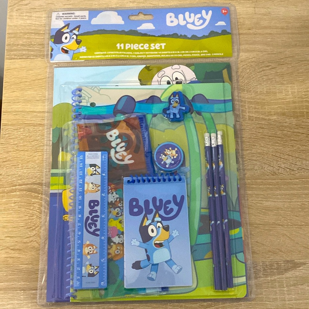Bluey Back-to-School 11 Piece Accessories Set NWT